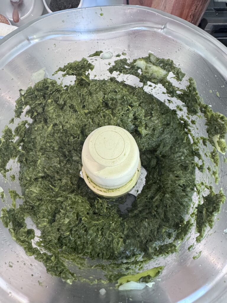 Process greens in a food processor
