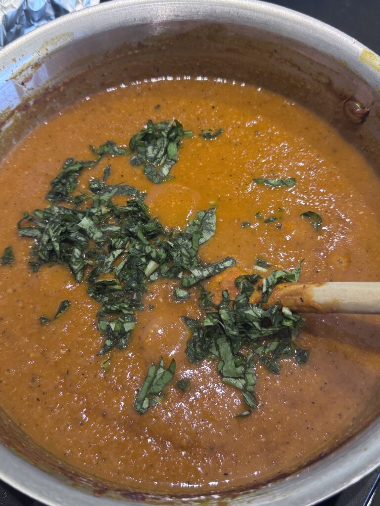 Stir in the chopped basil