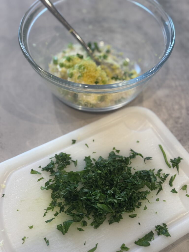 Parsley for shrimp burgers