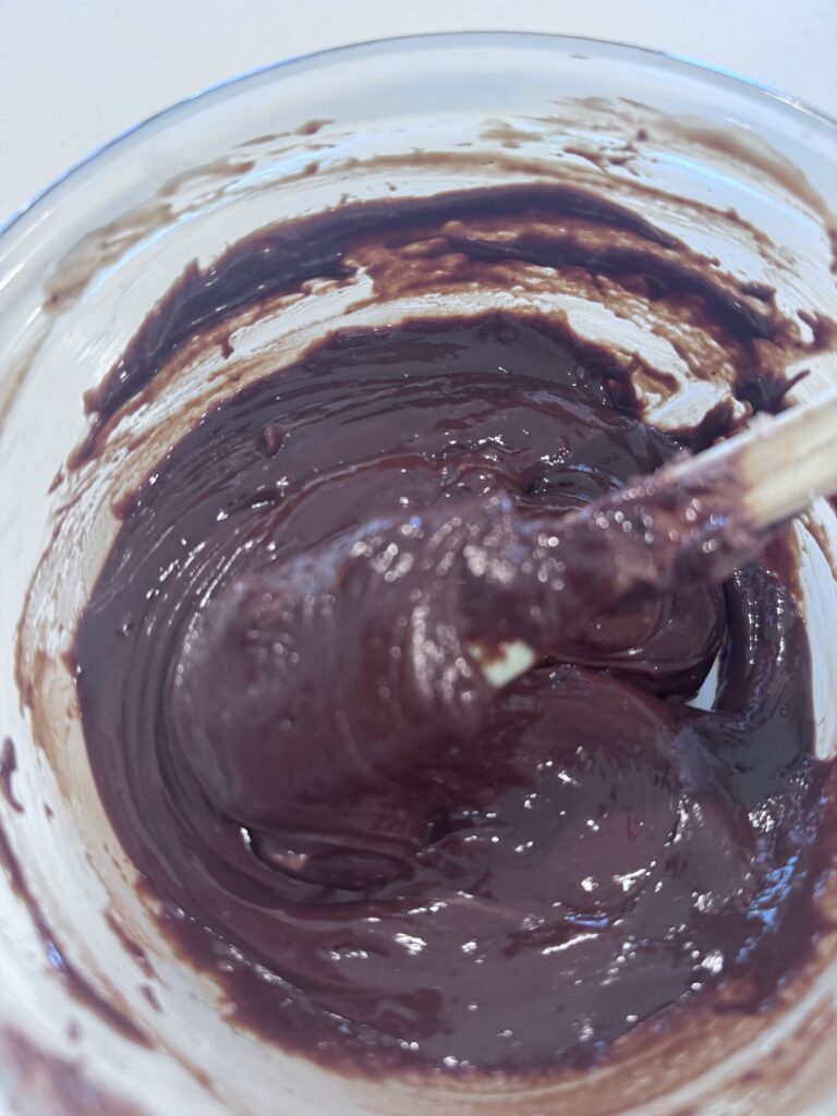 1. Melt Chocolate and Butter:

In a microwave-safe bowl, combine 1⅔ cups chopped semi-sweet chocolate and 2 tablespoons butter. Microwave on medium for 1 minute and stir. Repeat in 30-second intervals, stirring between each, until the chocolate is melted and smooth.