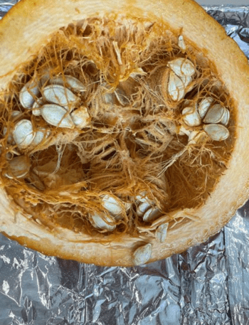 cut the pumpkin in half