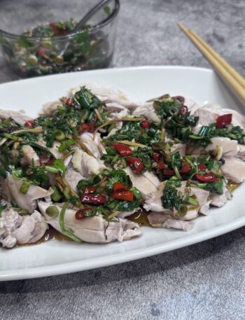 steamed chicken with scallion dressing