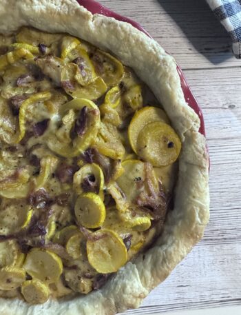 Squash, Caramelized Onion, and Bacon Pie