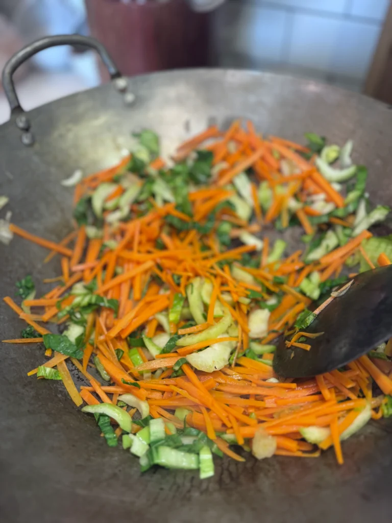 Stir fry the veggies