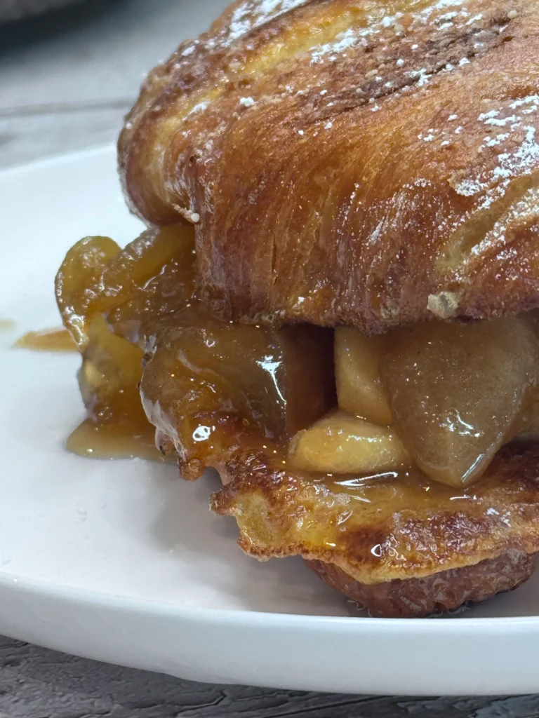 croissant french toast with caramel apples