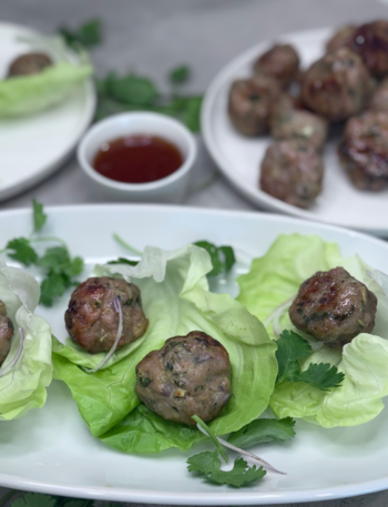Vietnamese Chicken Meatballs Lettuce Wraps
