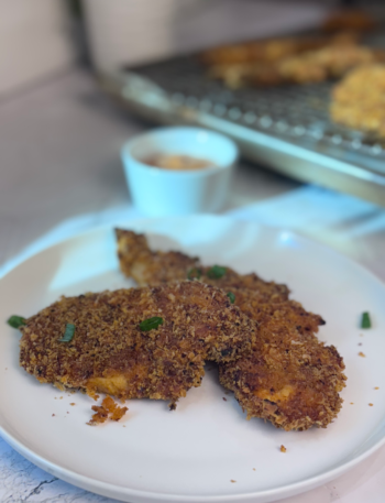 Korean Style Baked Chicken Tenders with Honey Gochujang Dipping Sauce