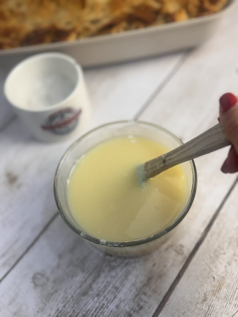 Banana White Chocolate Bread Pudding with Salted White Chocolate Sauce