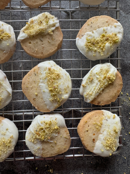 Pistachio White Chocolate Shortbread Cookies