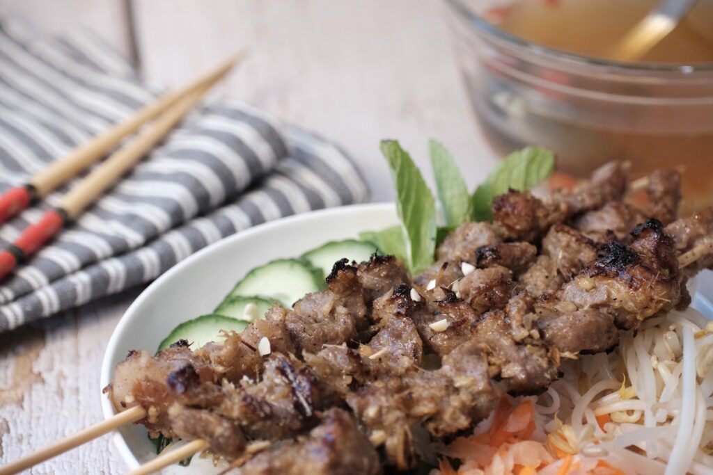 Vietnamese Grilled Lemongrass Pork Noodle Bowls (bun thit nuong)