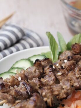 Vietnamese Grilled Lemongrass Pork Noodle Bowls (bun thit nuong)