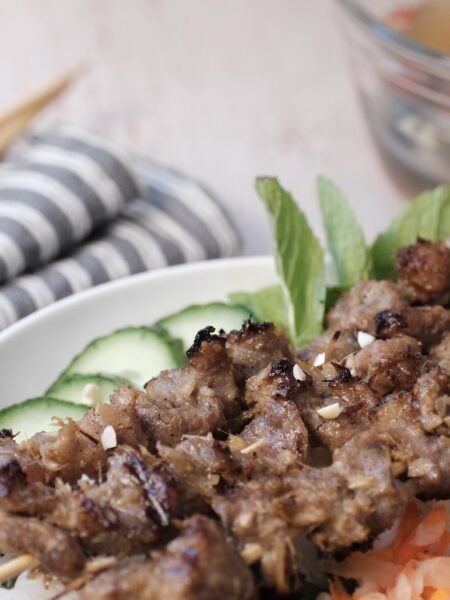 Vietnamese Grilled Lemongrass Pork Noodle Bowls (bun thit nuong)